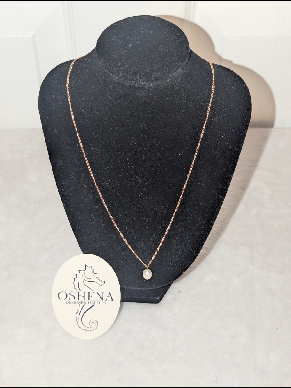 Oshena Pearl Drop Tide Necklace Freshwater Pearl 18K PVD Gold